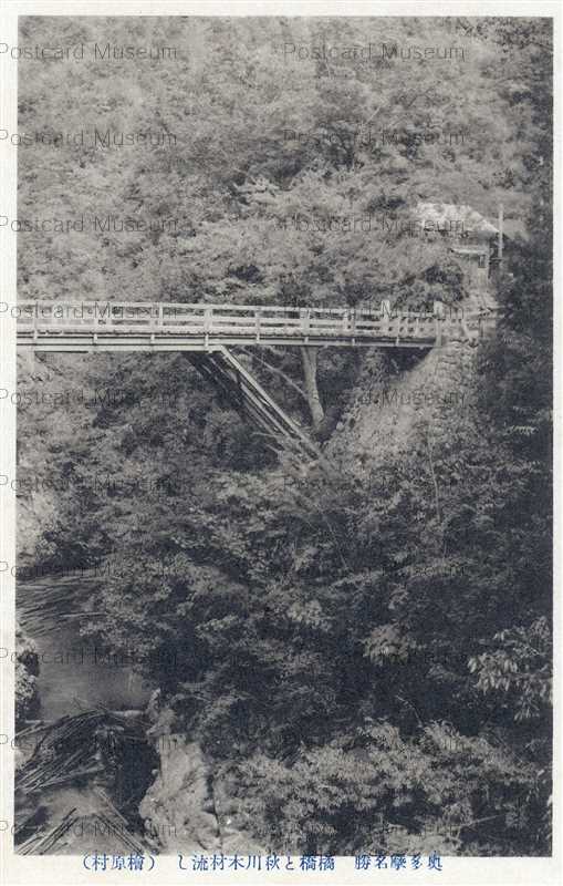 tfb1267-Tachibana Bridge Okutama 橘橋と秋川木材流し 奥多摩名勝　